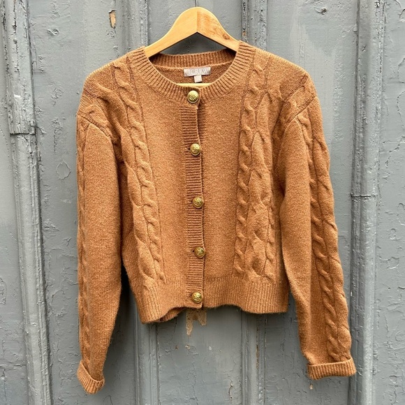J Crew Caramel Alpaca Merino Button front Cardigan, Small - Picture 5 of 12